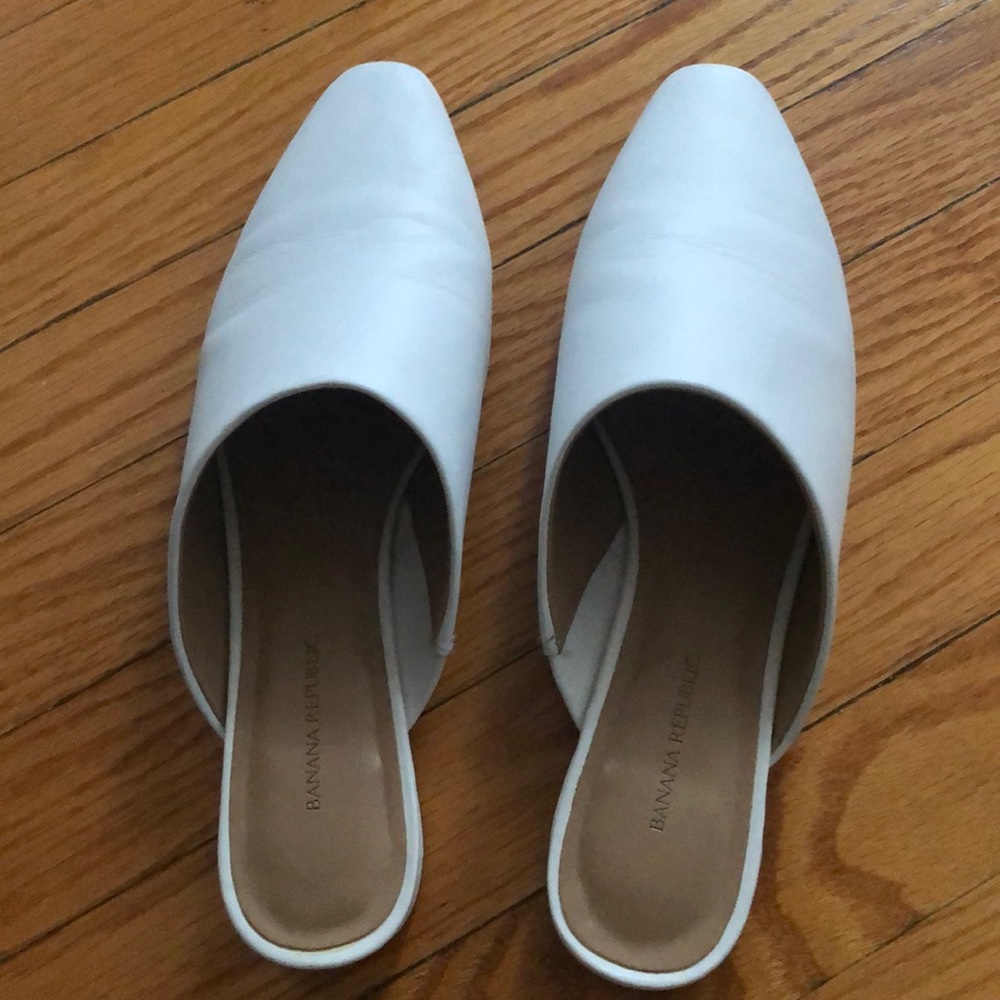 Banana Republic White Leather Mules